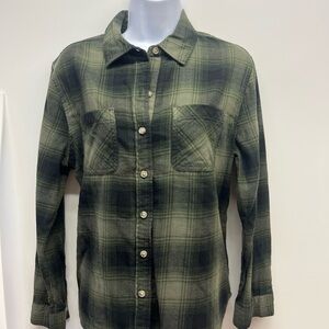 a.n.a Olive Green Plaid Shirt